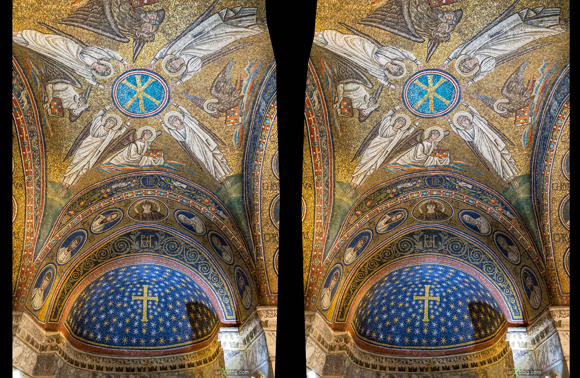 Archiepiscopal Chapel, mosaic, Ravenna, Italy, 3D, stereo pair, cross-eyed, crossview, cross view stereo pair, stereoscopic