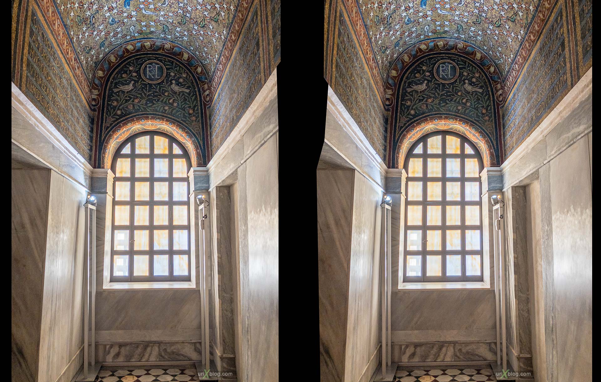 Archiepiscopal Chapel, mosaic, Ravenna, Italy, 3D, stereo pair, cross-eyed, crossview, cross view stereo pair, stereoscopic