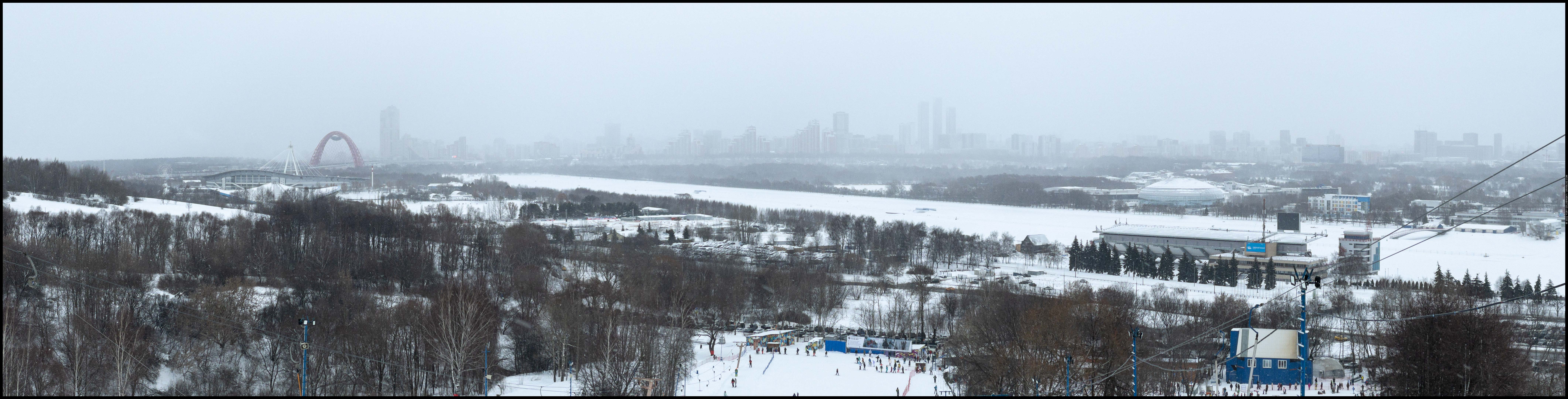 Сити, Крылатские Холмы, Москва, Россия, зима, холм, снег