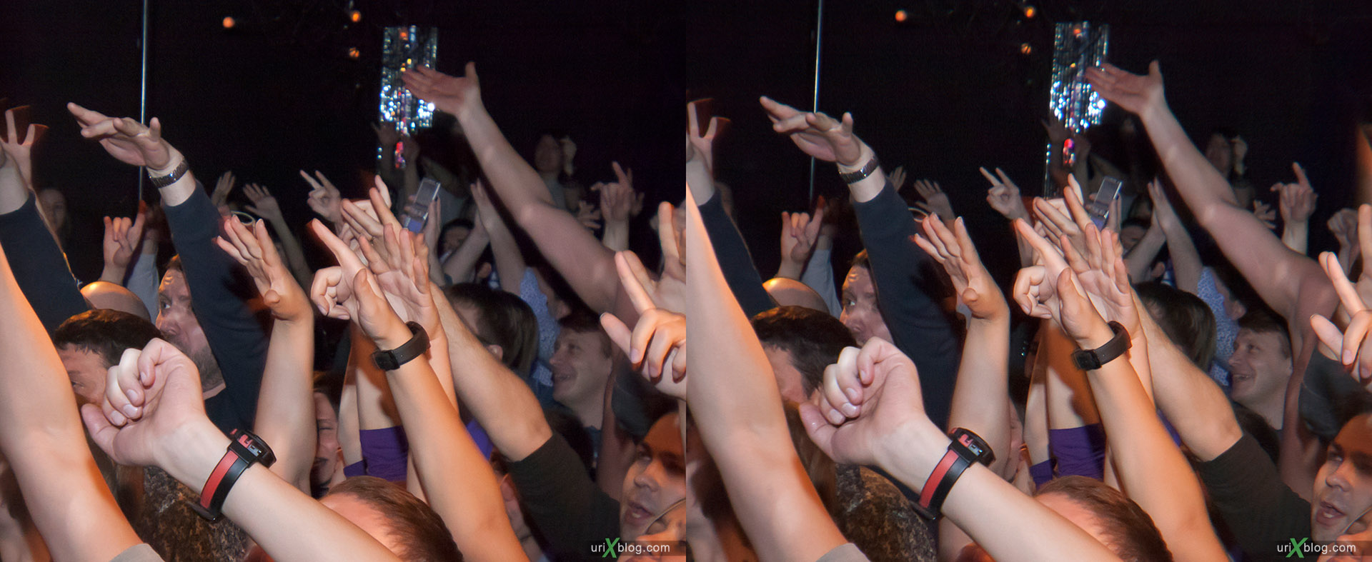 Right-Left stereo pair source source, at concert