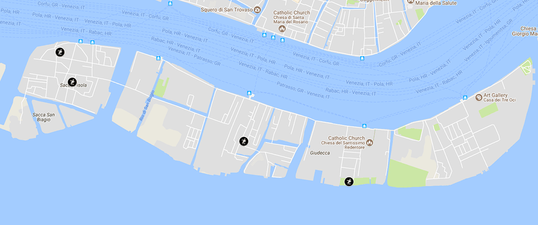 Детские площадки Венеции (Джудекка) - карта